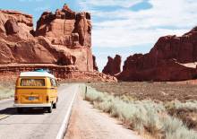 VW van on a road